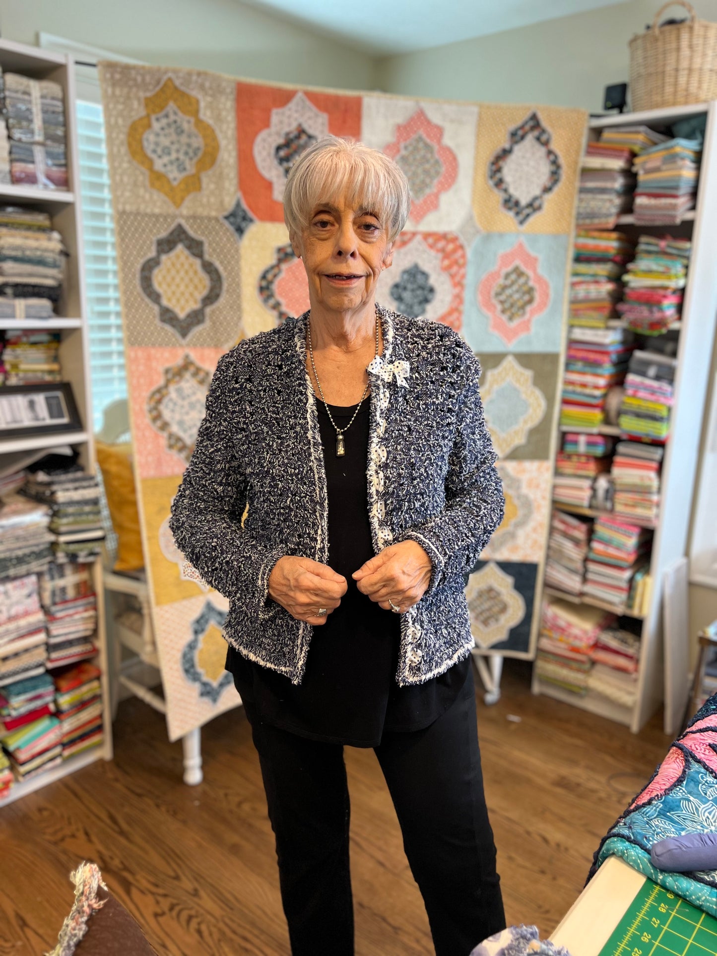 Navy Tweed Rayon Chenille-It