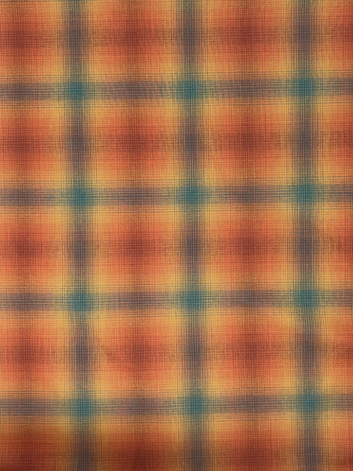 Yarn Dyed Cotton- Orange/Turquoise Plaid