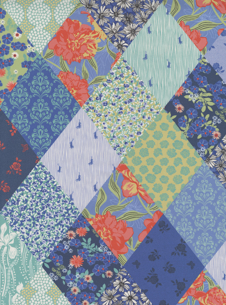 Moda Patchwork Cheater Blue- Crystal Manning Garden Society Collection