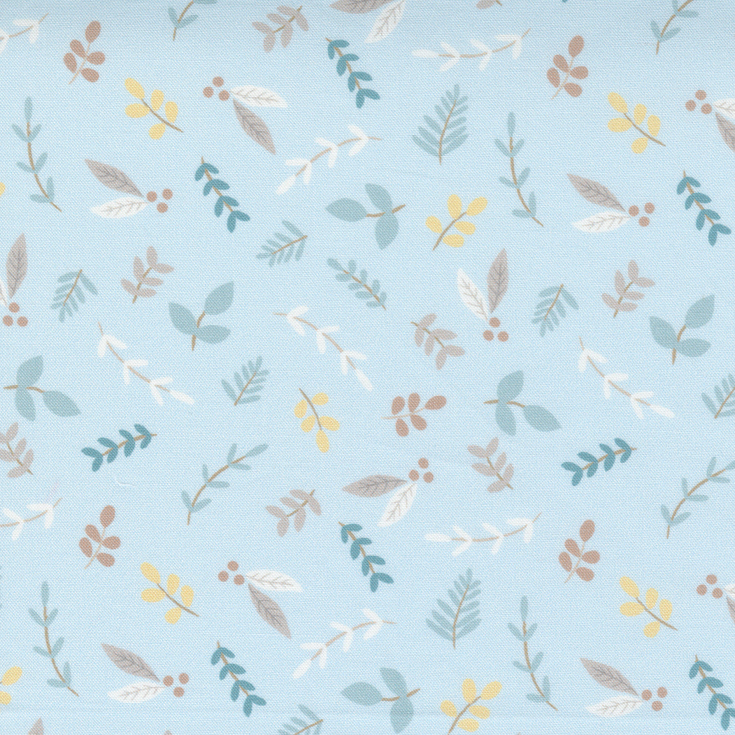Moda Little Ducklings Blue- Foliage Sprigs Baby, Paper + Cloth Little Ducklings Collection