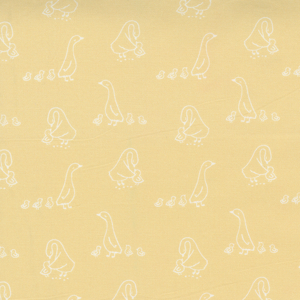 Moda Little Ducklings Mustard-Duck Walk Baby Drawing, Paper + Cloth Little Ducklings Collection