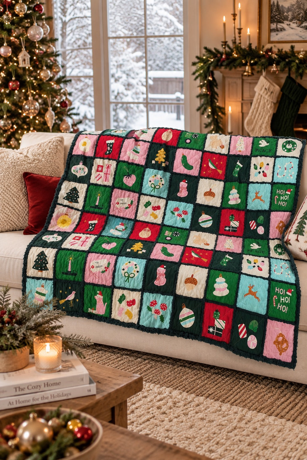 Merry Happy Christmas Panel Quilt Kit