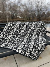 Black and Cream Floral Whole Cloth Quilt Kit