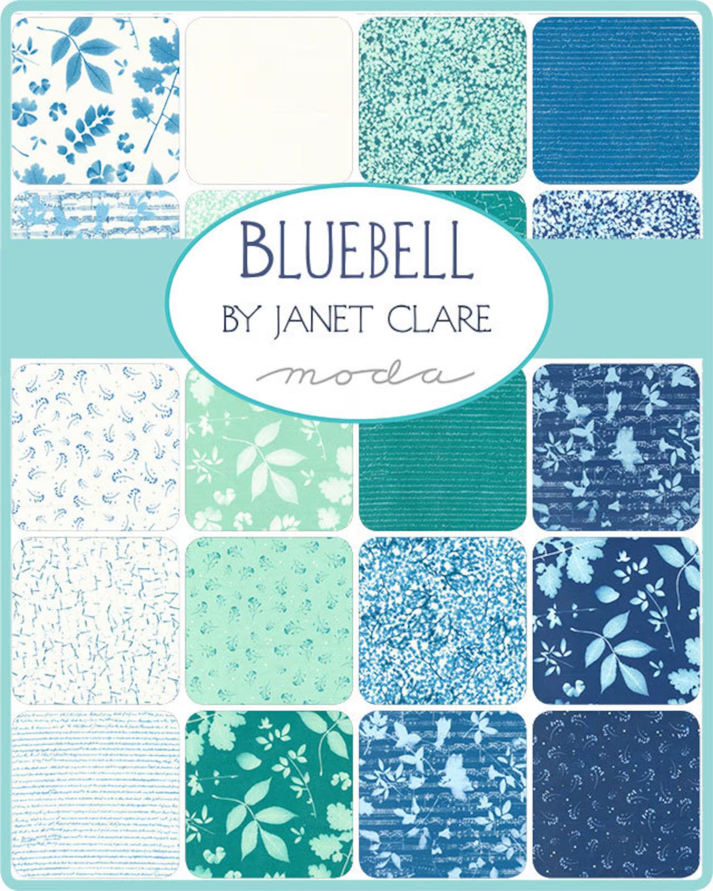 Moda Janet Clare Bluebell Collection, Jelly Roll 2.5" Precut Strips