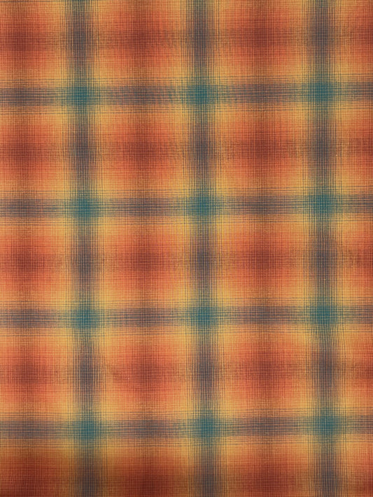 Yarn Dyed Cotton- Orange/Turquoise Plaid