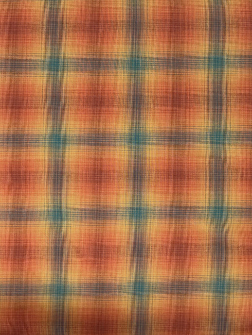 Yarn Dyed Cotton- Orange/Turquoise Plaid